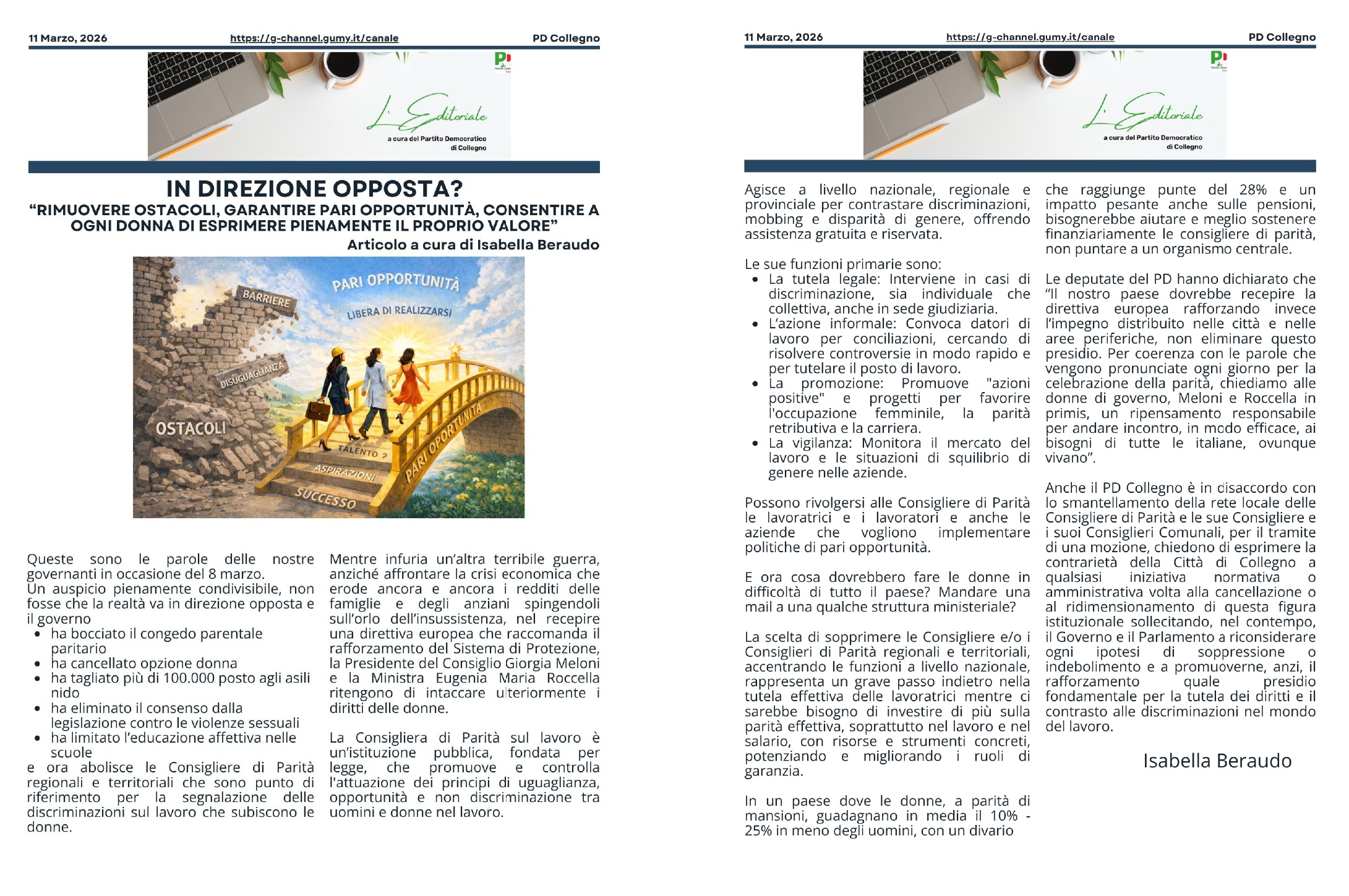 In direzione opposta?